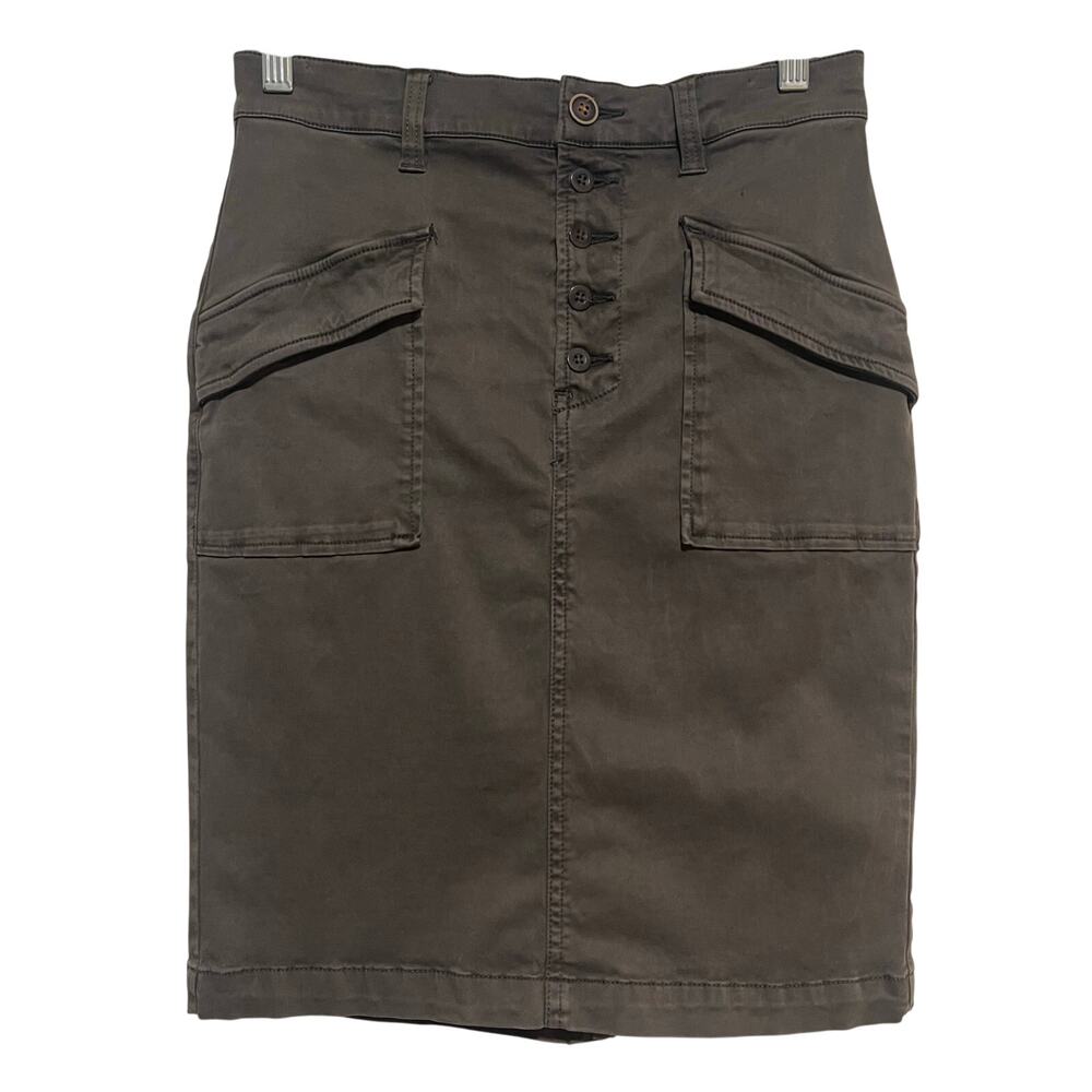 Anthropologie Pilcro and the Letterpress Olive Green Chino Pencil Skirt Size 0